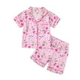 thumbnail image 1 of Girl Pajamas Toddler Short Sleeve Prints T Shirt Tops Shorts 2Pc Set Outfits Clothes Girls Pjs Pink 4 Years-5 Years, 1 of 6