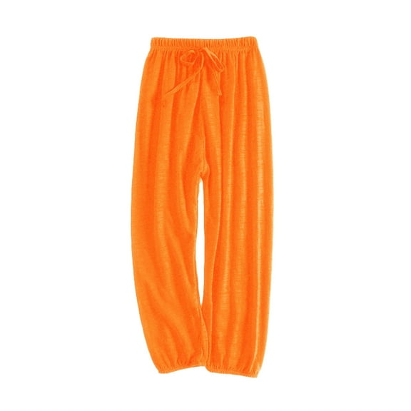 Girl Pants,Girls Harem Pants Solid Color Soft Summer Joggers Elastic Waist Comfortable Casual Lounge Wear Basic Trousers for Kids Toddler Play,School Kids Clothes,Orange,9-10 Years