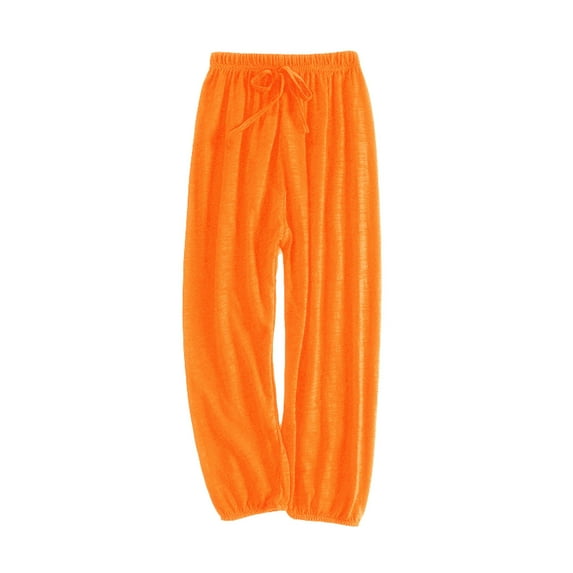 Girl Pants,Girls Harem Pants Solid Color Soft Summer Joggers Elastic Waist Comfortable Casual Lounge Wear Basic Trousers for Kids Toddler Play,School Kids Clothes,Orange,9-10 Years