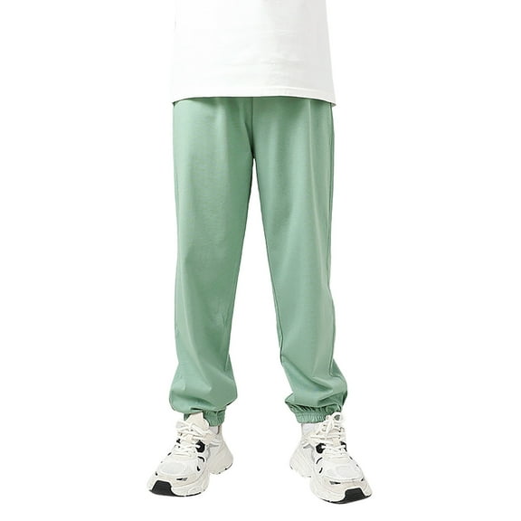 Girl Pants - Girls Sports Leggings Pants Autumn Style Elastic Waist Comfortable Playwear Casual Bottoms for School Outdoor Activities - School Kids Clothes,Color:Light Green,Size:7-8 Years