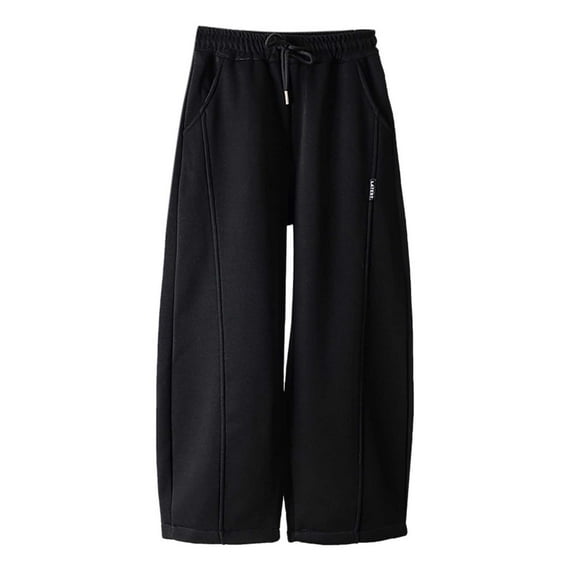Girl Pants,Girls Sweatpants Drawstring Elastic Active Joggers Solid Color Fashion Playwear Comfort Pants for Kids,Girls Clothes,01 Black,14-15 Years