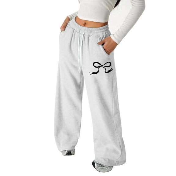 Girl Pants,Joggers Girls Bow Drawstring Lightweight Straight Leg Comfortable for Relaxation,School Kids Clothes,Z02 White,10-11 Years