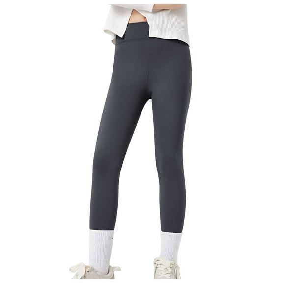 Girl Pants,Leggings Solid Color High Waisted Slim Fit Casual Spring Summer Pants for Yoga and Outdoor,School Kids Clothes,Z01 Grey,4-5 Years