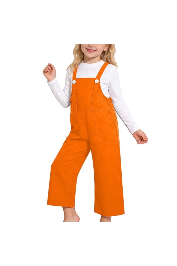 Girl Pants Performance Overalls Cute Childrens Suspenders Pants For Year Dance Choir And -Costume Orange 110/(4-5 Years)