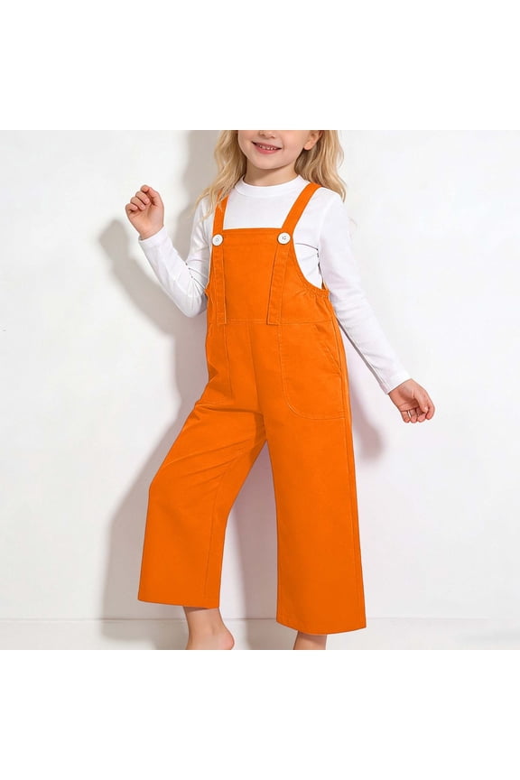 Girl Pants Performance Overalls Cute Childrens Suspenders Pants For Year Dance Choir And -Costume Orange 110