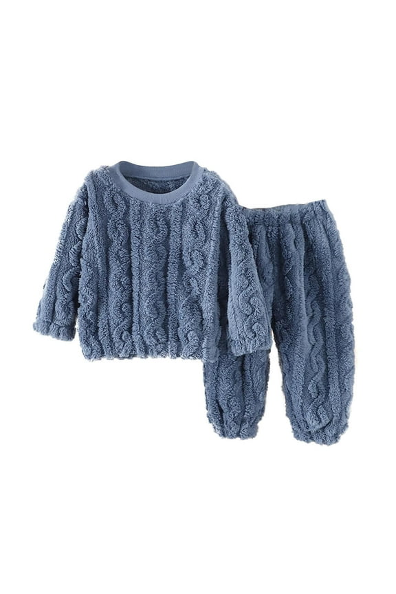 Girl Pants Sets Two Pieces Outfit Kids Bear Ear Fuzzy Fluffy Sweatshirt with Fleece Sweatpants