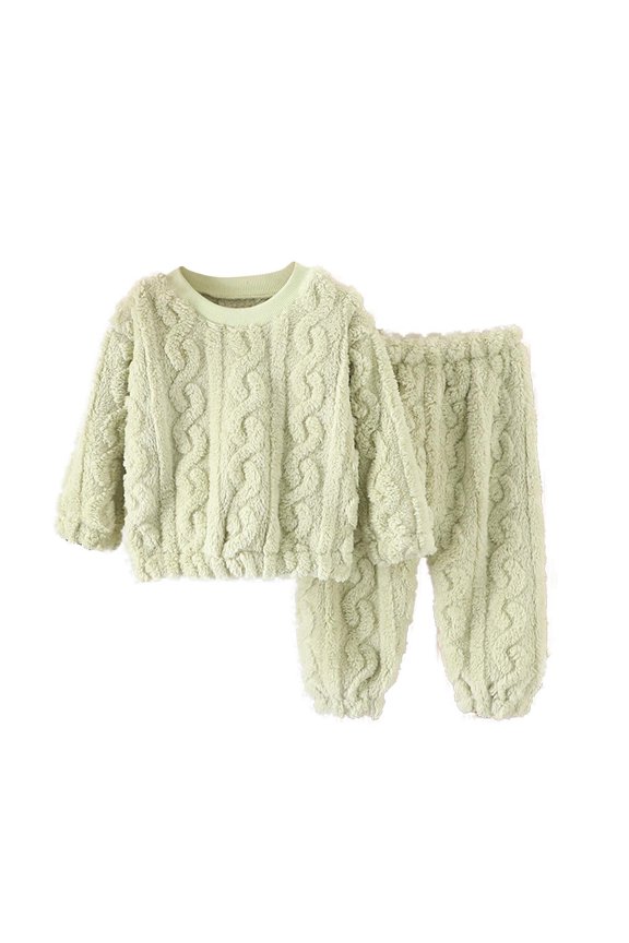 Girl Pants Sets Two Pieces Outfit Kids Bear Ear Fuzzy Fluffy Sweatshirt with Fleece Sweatpants
