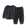 thumbnail image 1 of Girl Pants Sets Two Pieces Outfit Kids Bear Ear Fuzzy Fluffy Sweatshirt with Fleece Sweatpants, 1 of 3