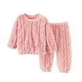 thumbnail image 1 of Girl Pants Sets Two Pieces Outfit Kids Bear Ear Fuzzy Fluffy Sweatshirt with Fleece Sweatpants, 1 of 3