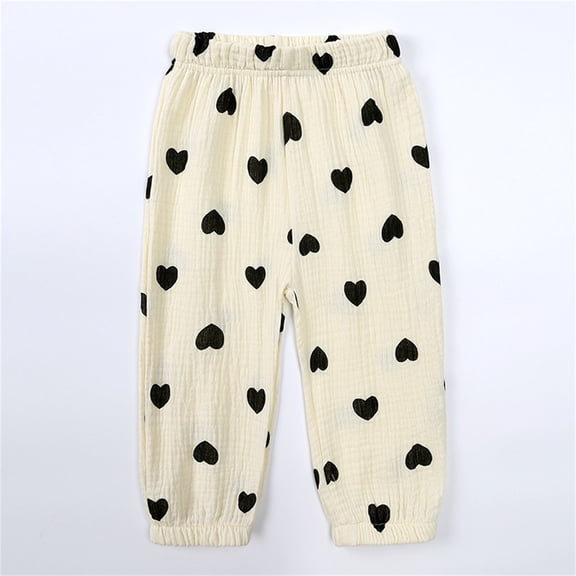 Girl Pants Size 2-3Y Kids Soft Linen Harem Print Trousers Solid Breathable