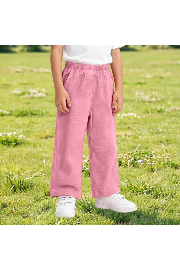 Girl Pants Size 5-6Y Kids Double Layer Cotton Gauze Trousers Mosquito Repellent
