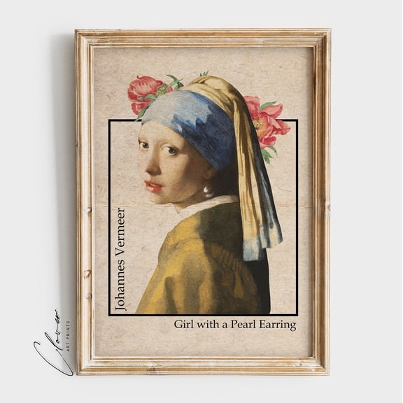 Girl With A Pearl Earring, Modern Vintage Wall Art Print, Aesthetic Home Decor, Eclectic Portrait, Famous Artist Print Home Decor #16, Unframed Poster Size 8x12