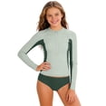 thumbnail image 1 of Girl Period Swimsuits One Piece Protective For Little Long Sleeve Rash Guard Shirt With Triangle Bikini Bottom For Kids Suits Quick Dry Cut Out Swimwear Size 13-14T, 1 of 5