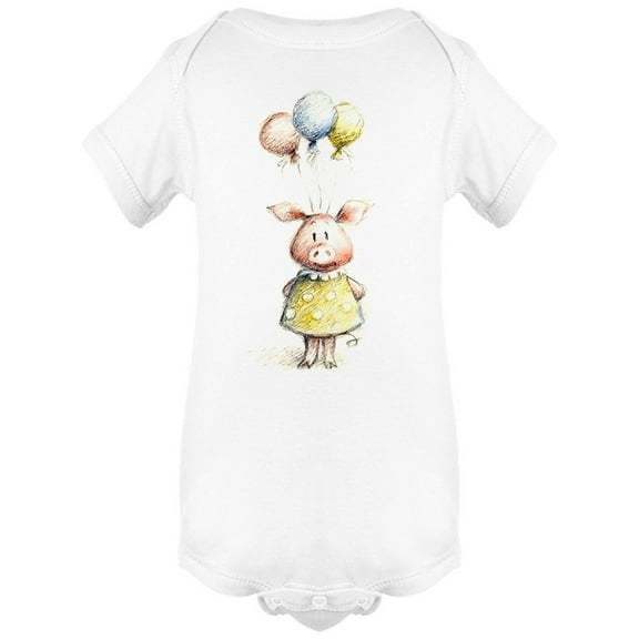 Girl Pig With Balloons Bodysuit Infant -Image by Shutterstock,  6 Months