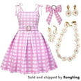 thumbnail image 1 of Girl Pink Plaid Costume Dress Halloween Movie Cosplay Outfits 3-10 Year, 1 of 9