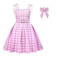thumbnail image 1 of Girl Pink Plaid Sleeveless Dress Halloween Party Cosplay Costume, 1 of 6