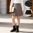 thumbnail image 1 of Girl Plaid Pleated Skirt Built In Lined Short High Waist Button A Line Skort, 1 of 9