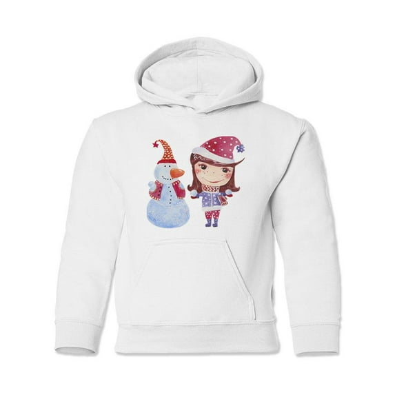 Girl Playing With Snow Hoodie Juniors -Image by Shutterstock, Large