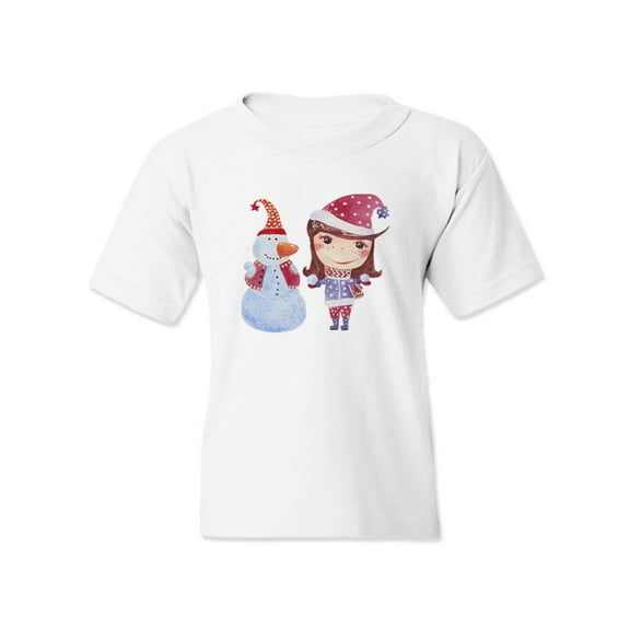 Girl Playing With Snow T-Shirt Juniors -Image by Shutterstock,  Large