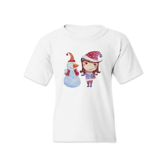 Girl Playing With Snow T-Shirt Juniors -Image by Shutterstock, Medium
