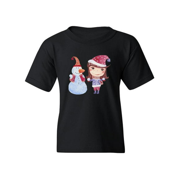 Girl Playing With Snow T-Shirt Juniors -Image by Shutterstock,  x-Small
