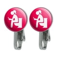 thumbnail image 1 of Girl Poop Pooping Sitting on Toilet Funny Novelty Clip-On Stud Earrings, 1 of 3