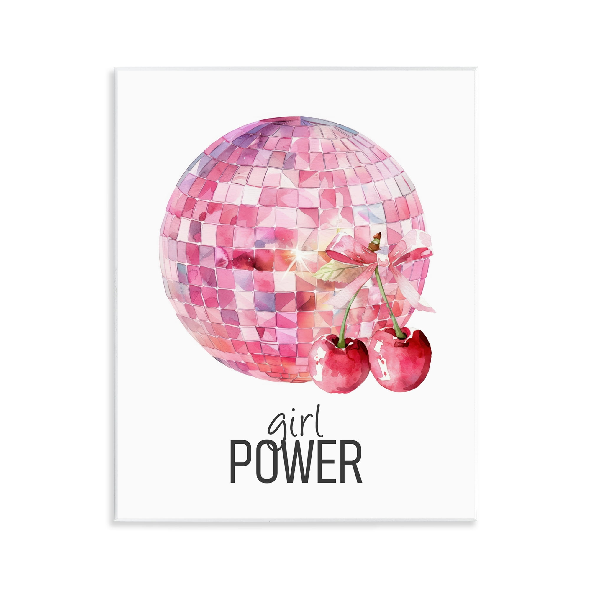 Girl Power Disco Cherries Wall Plaque Art, design by Kim Allen