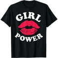 thumbnail image 1 of Girl Power Feminist Women Girls Feminism Vintage Gifts Lips T-Shirt, 1 of 3