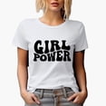 thumbnail image 1 of Girl Power, Groovy Retro Wavy Text Merch Gift, White T-Shirt, Large, 1 of 5