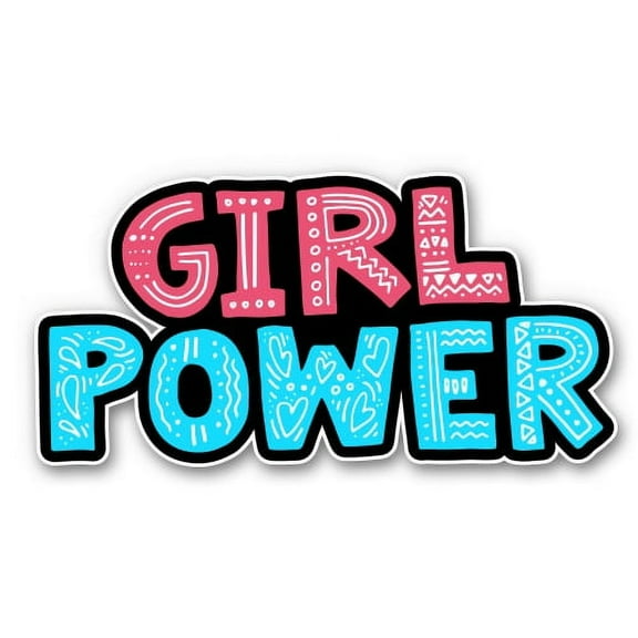 Girl Power Pink Blue - 3" Vinyl Sticker - For Car Laptop I-Pad Phone Helmet Hard Hat - Waterproof Decal
