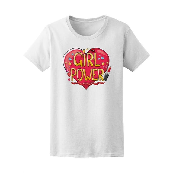 Girl Power Pink Heart T-Shirt Women -Image by Shutterstock, Female Small