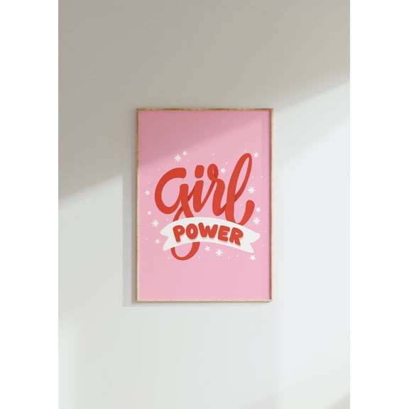Girl Power Print // Girls Bedroom Decor, Pink And Red Prints, Positive Quote, Strong Girls Quote // A3 A4 A5 8X10 5X7 4X6 #3003, Unframed Poster Size 8x12