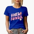 thumbnail image 1 of Girl Power, Retro Groovy Text Art, Royal Blue T-Shirt, Small, 1 of 5