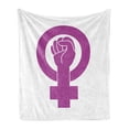 thumbnail image 1 of Girl Power Soft Flannel Fleece Throw Blanket, Activist Movement Social Justice Equality Theme Womanhood Sign Fist, Cozy Plush for Indoor and Outdoor Use, 50" x 60", Purple and White, by Ambesonne, 1 of 5