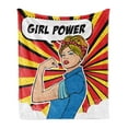thumbnail image 1 of Girl Power Soft Flannel Fleece Throw Blanket, Factory Girl with Biceps Pop Art Comics Retro Style Halftone Motifs Backdrop, Cozy Plush for Indoor and Outdoor Use, 50" x 60", Multicolor, by Ambesonne, 1 of 5