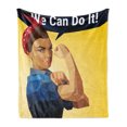 thumbnail image 1 of Girl Power Soft Flannel Fleece Throw Blanket, We Can Do It Iconic Woman of Female Power Made with Polygons Geometric, Cozy Plush for Indoor and Outdoor Use, 50" x 70", Multicolor, by Ambesonne, 1 of 5
