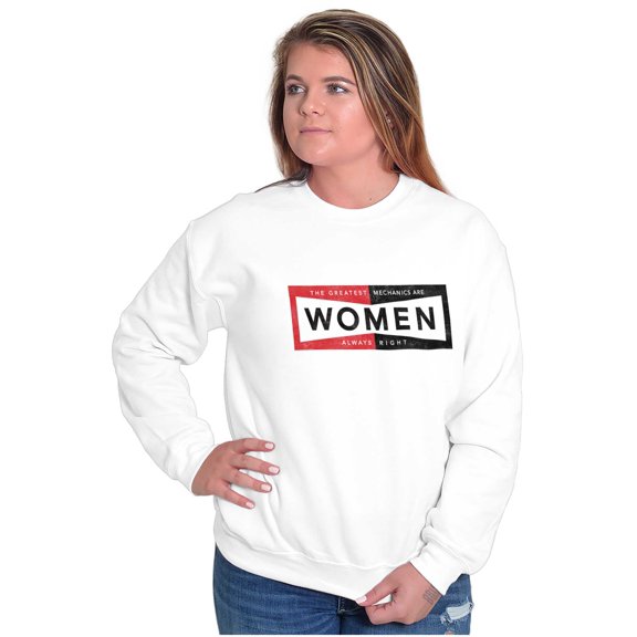 Girl Power Strong Mechanic Humor Women Plus Size Crewneck Sweatshirt Brisco Brands 3X