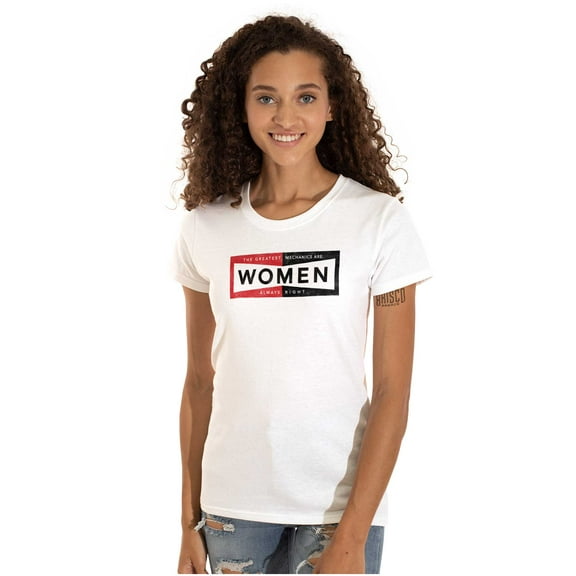Girl Power Strong Mechanic Humor Womens Slim Fit Graphic Tee Brisco Brands S