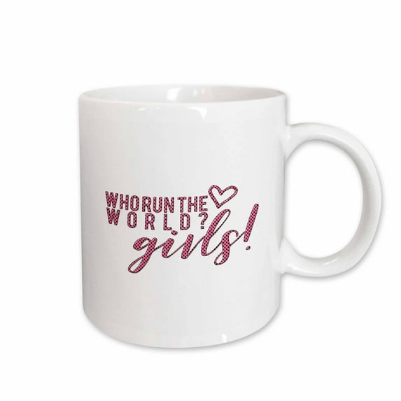 3drose, Girl Power Typography - Who Run the World-girls- Pink, 11oz Mug