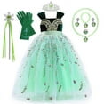 thumbnail image 1 of Girl Princess Anna Tulle Dress Green Sleeveless Party Costume Christmas Birthday Cosplay Dress Up 2-9Y, 1 of 6