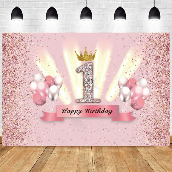 Girl Princess Backdrop 5x3ft Pink Baby Shower Backdrop for Girls 1st Birthday Photography Background Princess Birthday Party Supplies Table Decorations Banner Customized Backdrops