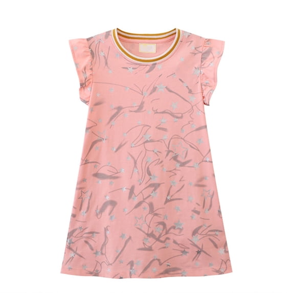 Girl Princess Dress Summer New Children's 2 To 7 Years Girls Short Sleeved Dress Bunny Dress For Casual Skirt Size 4T