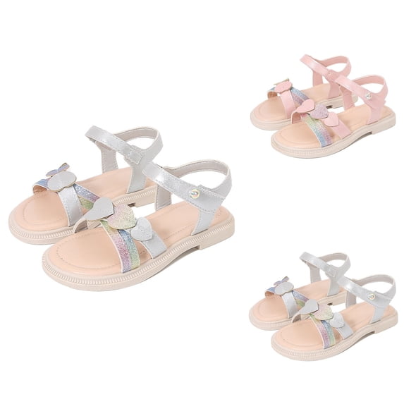Girl Princess Rhinestone Slingback Sandals, Bohemian Flats with Ankle Elastic T-Strap, Open Toe Low Wedge Beach Shoes for Wedding, Casual Flip Flops