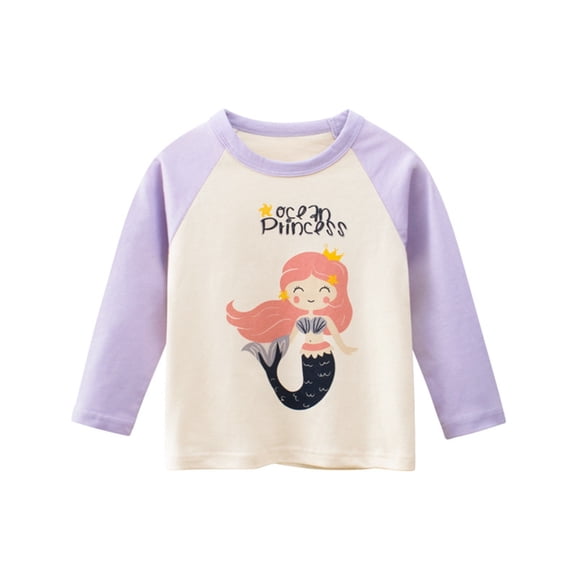 Girl Princess Shirt Long Sleeve T Shirt Basic Tee Casual Comfortable Kids Top Purple 3 Y-4 Y