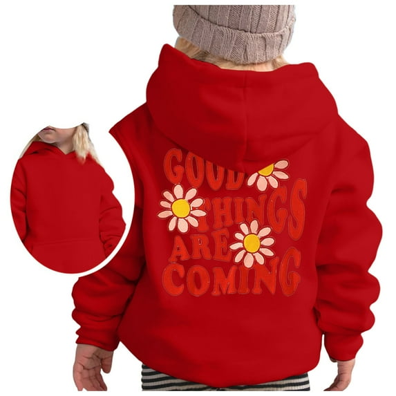 Girls' Fashion Hoodies & Sweatshirts Girl's Hoodie Long Sleeve Soft Sweatshirt Graphic Hoody Kids Cute Pullovers Top Clothes For Girls Hoodie Kids Girls (Red,100 3-4 Years)