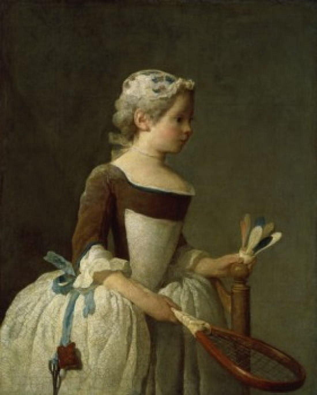 Girl with Racket and Shuttlecock 1740 Jean-Sim???on Chardin (1699-1779 French) Galleria degli Uffizi Florence Canvas Art - Jean-Simon Chardin (18 x 24)