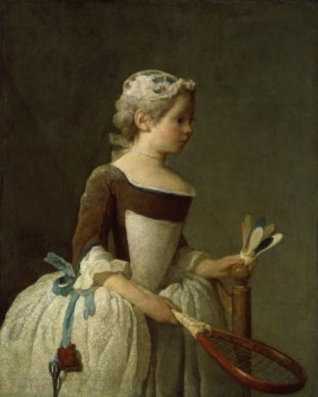 Girl with Racket and Shuttlecock 1740 Jean-Simon Chardin (1699-1779 French) Galleria degli Uffizi Florence Canvas Art - Jean-Simon Chardin (24 x 36)