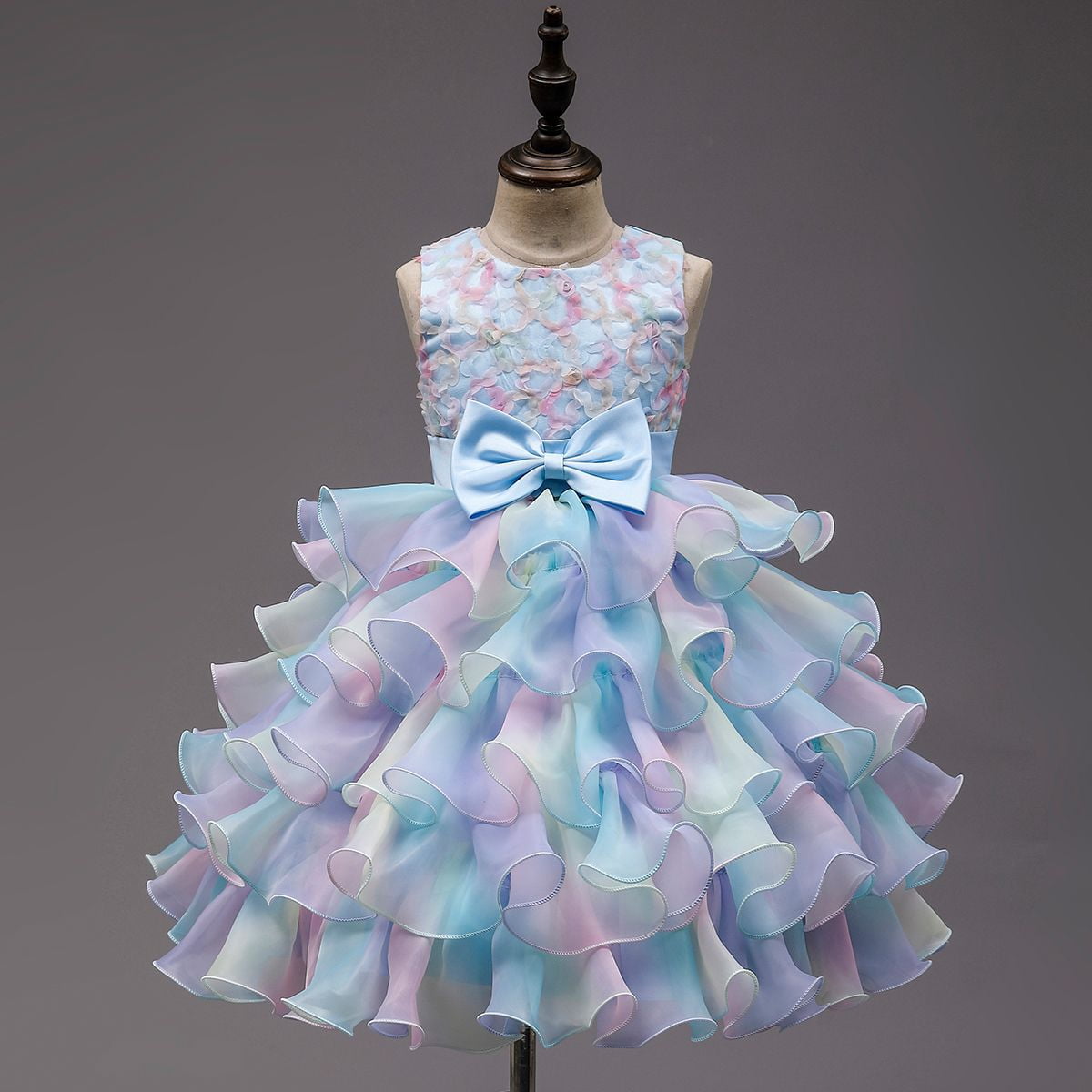 birthday rainbow tulle dress Neon Glow Pastel Rainbow Tulle Birthday Dress main image 0
