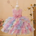 thumbnail image 1 of Girl Rainbow Tutu Dress Tulle Birthday Pageant Flower Ruffle Party Wedding Formal Princess Ball Gown, 1 of 6