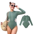 thumbnail image 1 of Girl Rash Guard Swimwear Sun Protection Long Sleeve Cute Print Girls Bathing Suits Size 6-7 Years, 1 of 4
